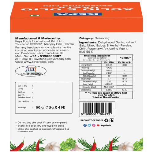 Keya Aglio E Olio Seasoning Mix - Easy, 60 g (4N x 15 g each)-2.webp